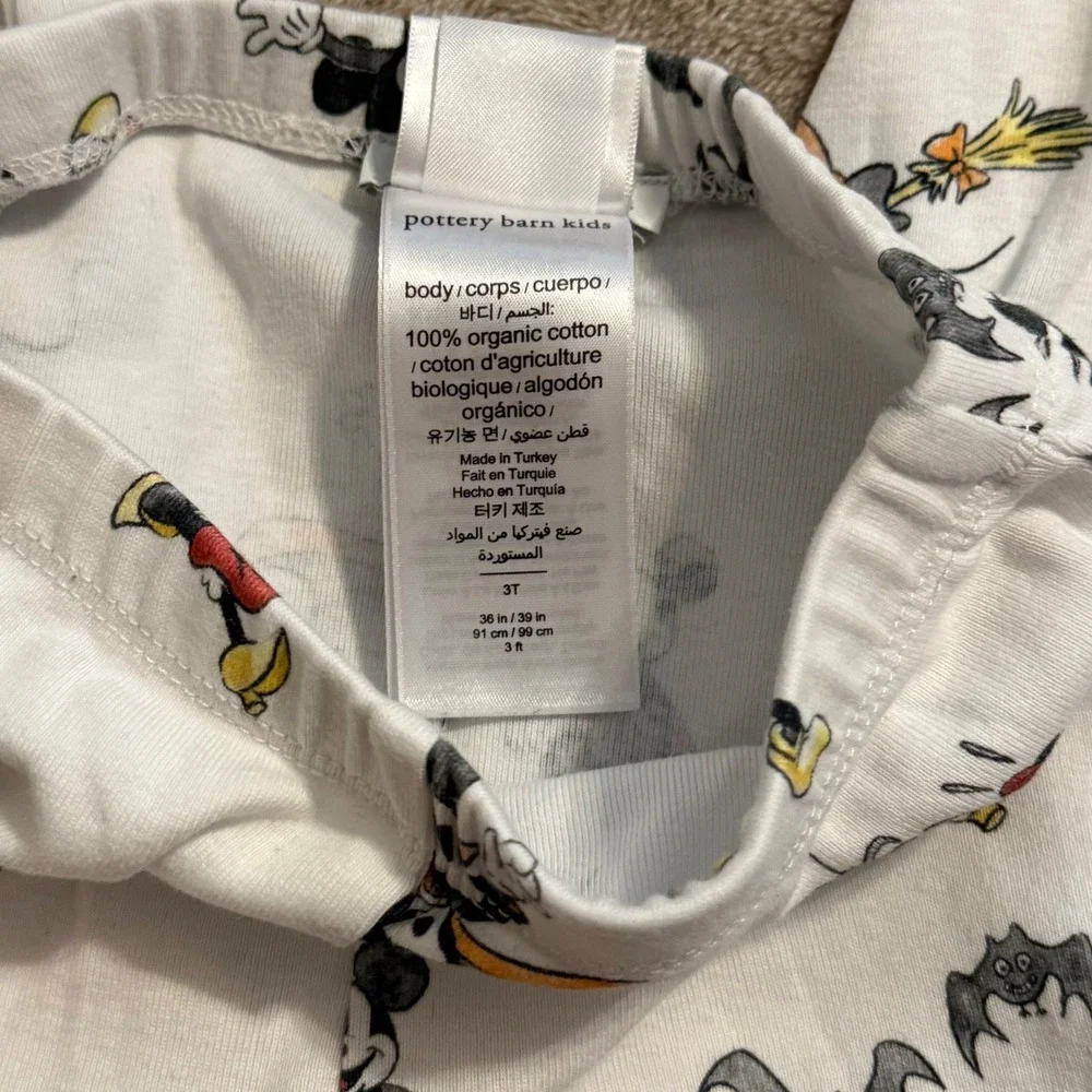 Pottery Barn Kids Disney Mickey Mouse Halloween Organic Cotton Pajamas 3T Set